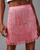 Pink % Erini Fringe Mini Skirt-1