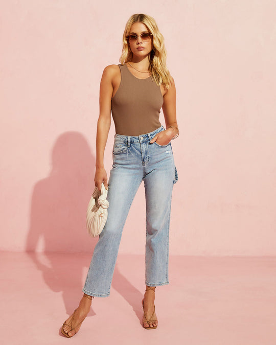 Medium Wash %  Conquer High Rise Cropped Utility Jeans 2