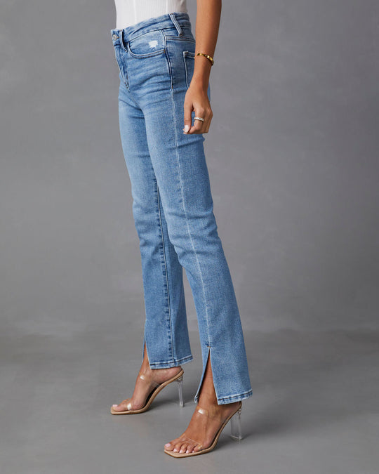 Medium Wash %  Jennings Split Hem Straight Jeans – 1