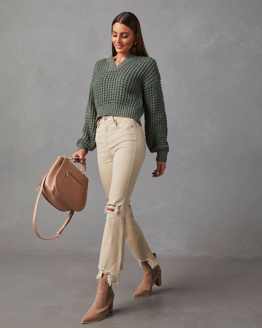 Sage % Coming With You V-Neck Sweater-1