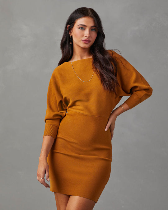 Brown % Geraldine Long Sleeve Mini Dress-2