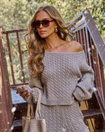 Frosted Wish Cropped Cable Knit Sweater