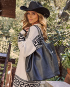 Black % Joella Leather Tote Bag-1