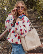 Ivory % Cenlie Textured Woven Leather Tote Bag-1