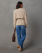 Ecru %  Wixson Belted Mock Neck Sweater-4