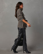 Charcoal %  Wixson Belted Mock Neck Sweater-3