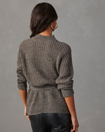 Charcoal %  Wixson Belted Mock Neck Sweater-2