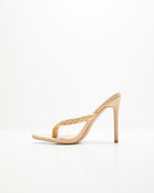 Nude % Nitro Woven Strap Slip On Stiletto Heels-1