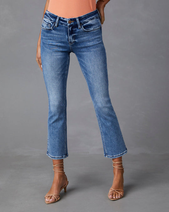 Medium Wash  %  May Mid Rise Cropped Flare Jeans – 4