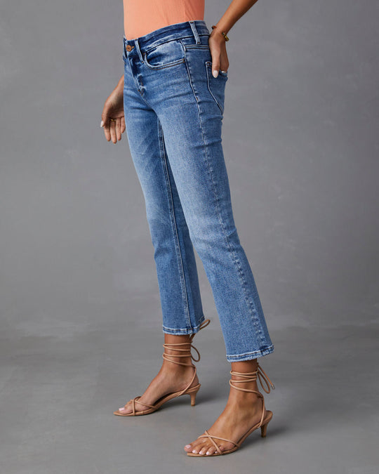 Medium Wash  %  May Mid Rise Cropped Flare Jeans – 1