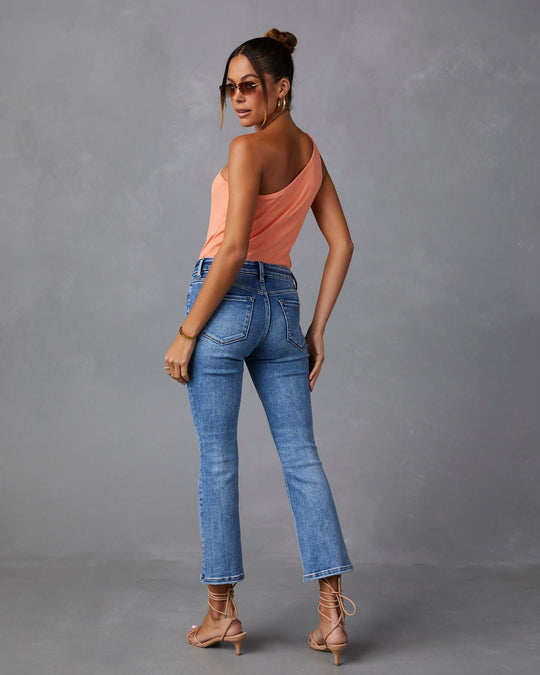 Medium Wash  %  May Mid Rise Cropped Flare Jeans – 5