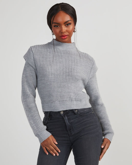Heather Grey %  Nonnie Knit Pullover Sweater 1