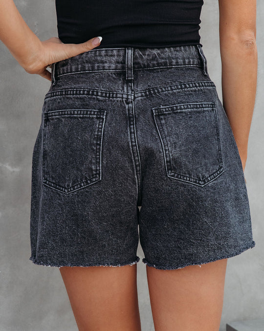 HIGH RISE DISTRESSED FRAYED HEM SHORTS main image 1