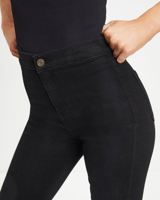 Black % Sanderson High Rise Stretch Flare Jeans-2