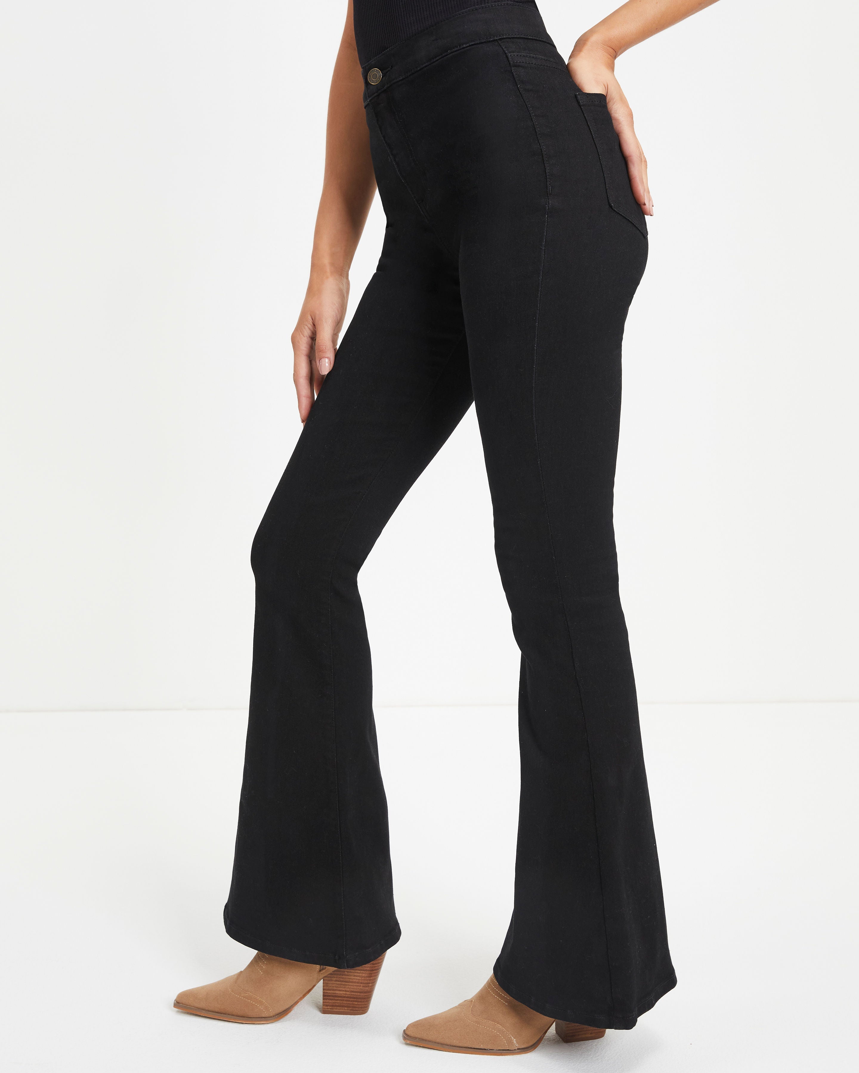 High waisted stretch flare jeans hot sale