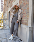 Charcoal % Always Cozy Ribbed Wide Leg Pants-1