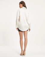 Champagne % Sophistication Satin Button Down Blouse-2