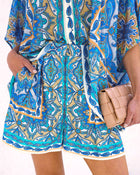 Medium Wash % Summer In Santorini Pleated High Waisted Shorts 1