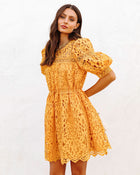 Marigold % Sunflower Fields Crochet Lace Mini Dress-1