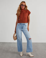 Rust % Brooke Mock Neck Short Sleeve Sweater-2