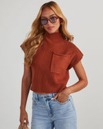 Rust % Brooke Mock Neck Short Sleeve Sweater-1