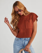 Rust % Brooke Mock Neck Short Sleeve Sweater-5