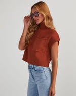 Rust % Brooke Mock Neck Short Sleeve Sweater-3