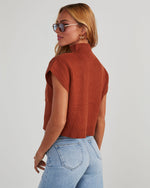 Rust % Brooke Mock Neck Short Sleeve Sweater-4