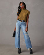 Olive % Brooke Mock Neck Short Sleeve Sweater-6