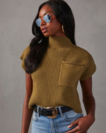Olive % Brooke Mock Neck Short Sleeve Sweater-5