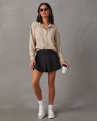 Beige % Kinsleigh Collared Pullover Sweater-1