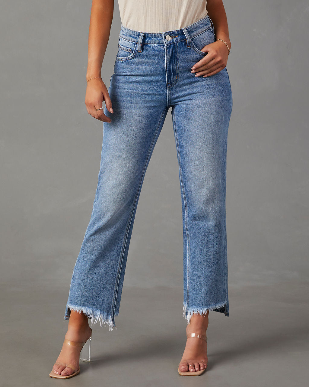 Tati High Rise Cropped Raw Hem Jeans – VICI