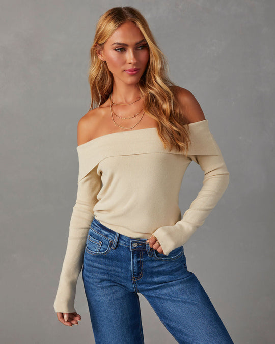 Ivory % Yelissa Off The Shoulder Sweater-2
