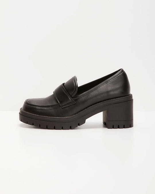 Black %  Lillard Chunky Platform Heeled Loafers-4