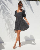 Black % Angelonia Floral Babydoll Dress-1