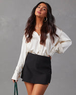Cream % Kielan Satin Button Down Top-3