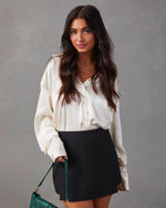 Cream % Kielan Satin Button Down Top-6