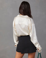 Cream % Kielan Satin Button Down Top-4
