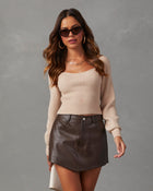 Beige %  So Much More Knit Balloon Sleeve Top-1