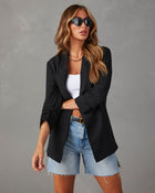 Black % Uptown Girl Pocketed Blazer-3