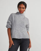 Heather Grey %  Same Energy Marled Mock Neck Sweater 1