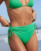Green % Hermosa High Waisted Adjustable Bikini Bottom-1