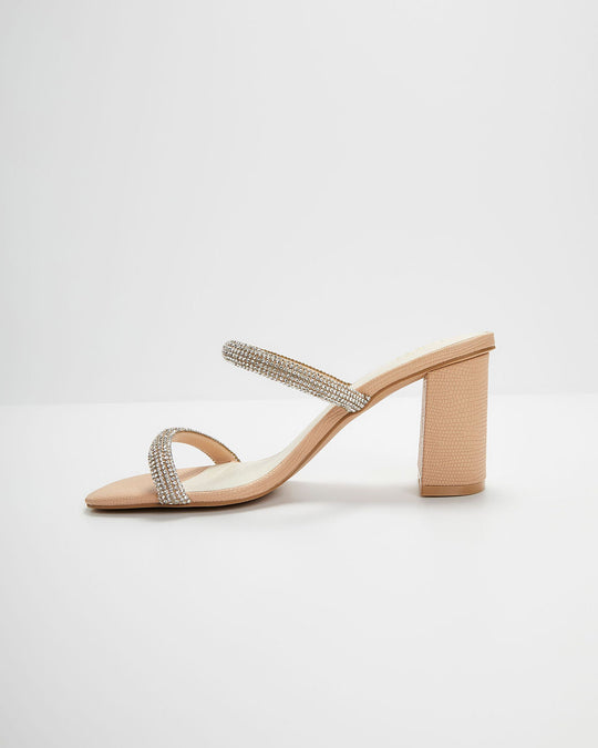 Nude % Elle Crystal Embellished Strappy Heels-2