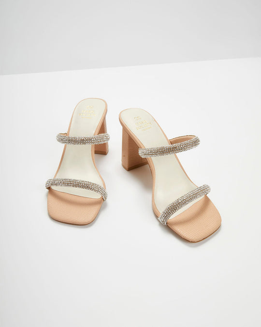 Nude % Elle Crystal Embellished Strappy Heels-4