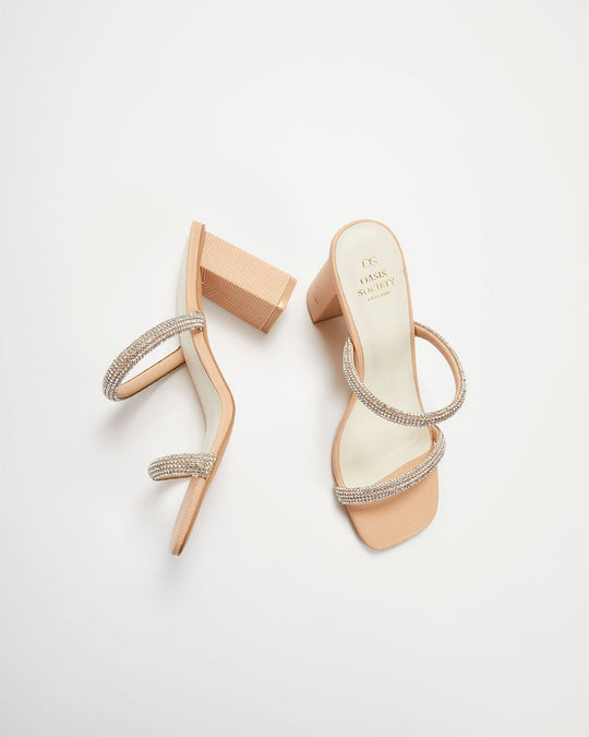 Nude % Elle Crystal Embellished Strappy Heels-6