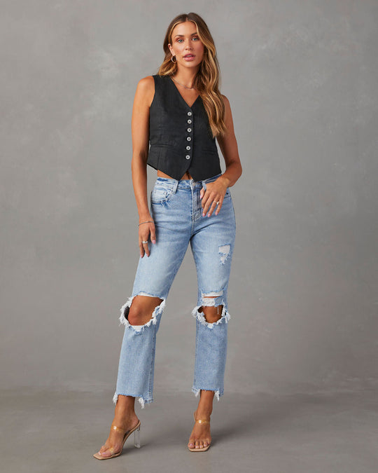 Light Wash %  Jolee High Rise Distressed Cropped Jeans 2