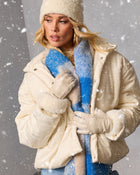 Frosted Avenue Faux Suede Puffer Jacket