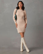 Cream  % Sanori Long Sleeve Sweater Mini Dress-1