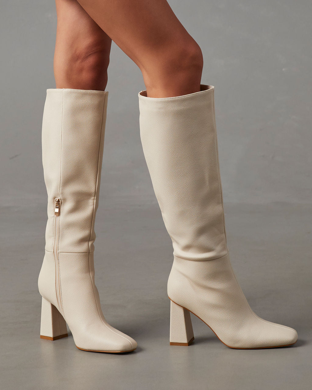 Cream heeled boots shop