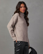 Mocha % Malia Mock Neck Seamed Sweater-3